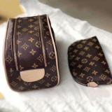 2-piece Set Leather Bag For Women Travel Cosmetic Bag Fashion Beauty Toiletry Organizer Makeup Bag