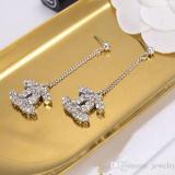 Fashion Women Crystal Earrings Designer Jewelry Women Earrings Double Sided Drill Long Earrings 925