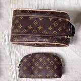 2-piece Set Leather Bag For Women Travel Cosmetic Bag Fashion Beauty Toiletry Organizer Makeup Bag