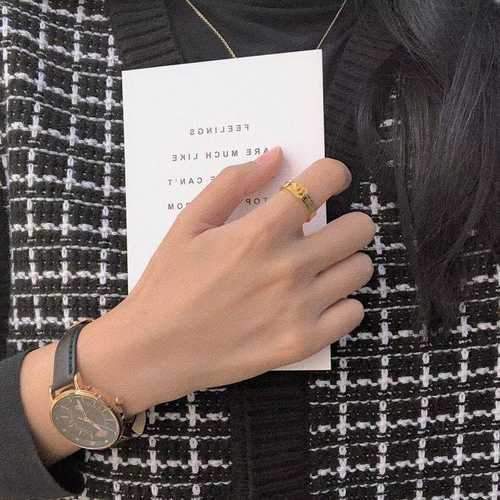 Ring Letter Ring Women's Ring Fashion Two In One Brass Material Ring