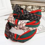 Women Accessory Red And Green Striped Letters Wild Western Knot Fabric Hair Card
