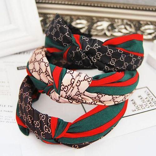 Women Accessory Red And Green Striped Letters Wild Western Knot Fabric Hair Card