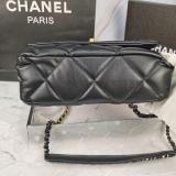 Replica Lambskin Quilted Medium 19 Flap Black High Quality Without Box Copy Bag