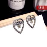 New Brass Swarovski Pearl Love Star Diamond Pearl Earrings Temperament Celebrity Earrings