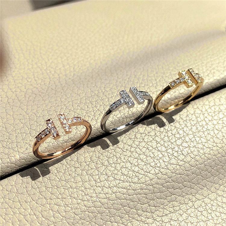 Diamond Double T Open Bracelet Hand Ring Hand Ring And Vibrato The Same T Family