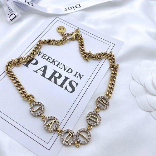 Classic Fashion Alphabet Rhinestones Brass Neckalce Sweater Necklace Women's Necklace Jadior