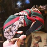 Women Accessory Red And Green Striped Letters Wild Western Knot Fabric Hair Card