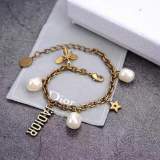 Simple New Letter Style Bee Pearl Fashion Design Brass Bee Bracelet