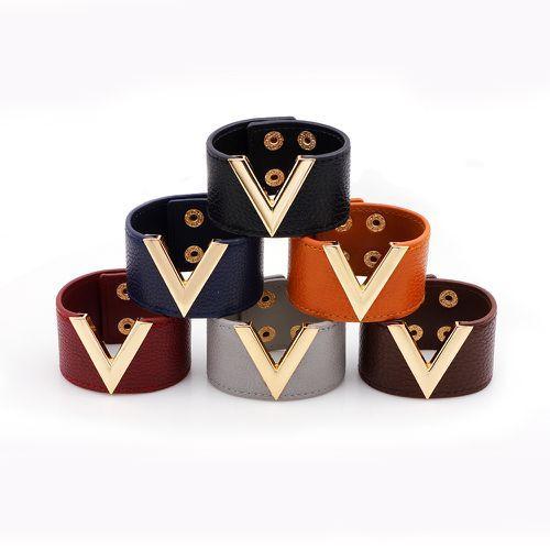 New Fashion European And American Wide Leather Bracelet Trend Ladies Vita Bracelet