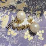 New Pearl Letter Earrings For Women Pearl Letter Diamond Earrings