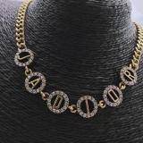 Classic Fashion  Alphabet Rhinestones Brass Neckalce Sweater Necklace Women's Necklace Jadior