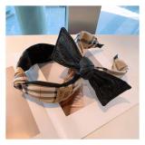 Retro Elegant Bow English Wide Side Small Fragrant Lattice Hair Hoop Wide Version Of Hair Card