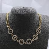 Classic Fashion  Alphabet Rhinestones Brass Neckalce Sweater Necklace Women's Necklace Jadior