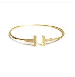 Diamond Double T Open Bracelet Hand Ring Hand Ring And Vibrato The Same T Family