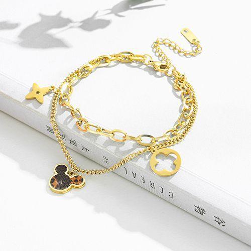 Cute Cartoon Double Chain Titanium Steel Bracelet Female New Products Handmade Jewelry Bracelet