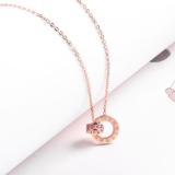 18K Rose Gold-plated Rome Digital Double Ring Titanium Necklace Pendant For Women Choker Lover Gift