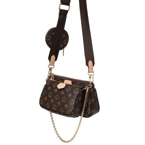 Vintage Printing Handbag 3-in-1 Fashion Brand Messenger Bags for Women Pu Leather Crossbody Bag Lady