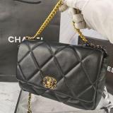 Replica Lambskin Quilted Medium 19 Flap Black High Quality Without Box Copy Bag