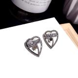 New Brass Swarovski Pearl Love Star Diamond Pearl Earrings Temperament Celebrity Earrings