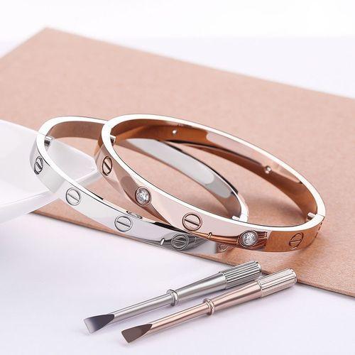 Classic Screwdriver Steel Couple Love Bracelet With diomond