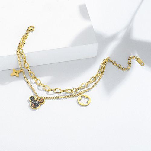 Cute Cartoon Double Chain Titanium Steel Bracelet Female New Products Handmade Jewelry Bracelet