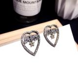 New Brass Swarovski Pearl Love Star Diamond Pearl Earrings Temperament Celebrity Earrings