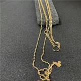 Wind Hot Double Layer Round Bead Necklace Mickey Pendant Jewelry Women's Titanium Steel Necklace