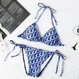 Women Summer Designer Bikini Floral Printed Cross-Criss Two Pieces Swimwear Low Waist