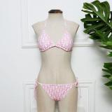 Women Summer Designer Bikini Floral Printed Cross-Criss Two Pieces Swimwear Low Waist