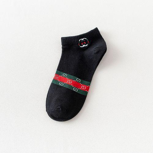 5 Pairs Spring And Summer Men's Socks Embroidery Cool Boat Socks Cotton Short Socks