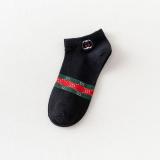 5 Pairs Spring And Summer Men's Socks Embroidery Cool Boat Socks  Cotton Short Socks