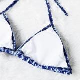 Women Summer Designer Bikini Floral Printed Cross-Criss Two Pieces Swimwear Low Waist