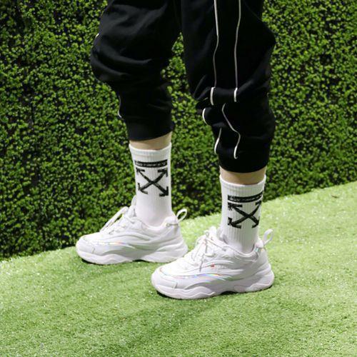 2PAIRS White Unisex Long Socks Casual Cotton Socks Black White