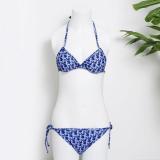 Women Summer Designer Bikini Floral Printed Cross-Criss Two Pieces Swimwear Low Waist