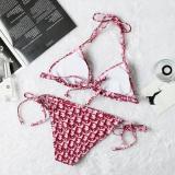Women Summer Designer Bikini Floral Printed Cross-Criss Two Pieces Swimwear Low Waist