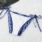 Women Summer Designer Bikini Floral Printed Cross-Criss Two Pieces Swimwear Low Waist