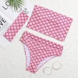 Summer Women's Two-piece Tube Top One-piece Top Briefs Swimsuit Bikini Swimsuit Letter