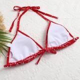 Summer New Letter Print Swimsuit Triangle Bag Squeeze Rope Bikini Split Swimsuit Adjustable