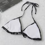 Summer New Letter Print Swimsuit Triangle Bag Squeeze Rope Bikini Split Swimsuit Adjustable