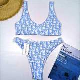 New Split Bikini Swimsuit Ladies Swimsuit Bikini Vest Style Nude Sexy Ladies Letter Print