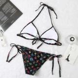 Summer New Letter Print Swimsuit Triangle Bag Squeeze Rope Bikini Split Swimsuit Adjustable