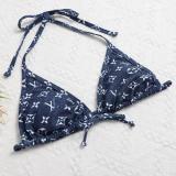 Summer New Letter Print Swimsuit Triangle Bag Squeeze Rope Bikini Split Swimsuit Adjustable