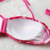 New Ladies Halter Neck Two-Piece Set Pure Color Swimsuit Split Bikini Letter Print Sexy