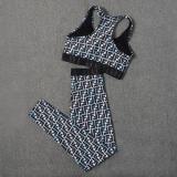 Split Two-piece Swimsuit Bikini U-shaped Beauty Back Top Slim Slim Trousers Printed