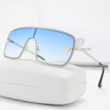 Fashion Trend One Piece Large Frame Metal Sunglasses European And American Style Leisure
