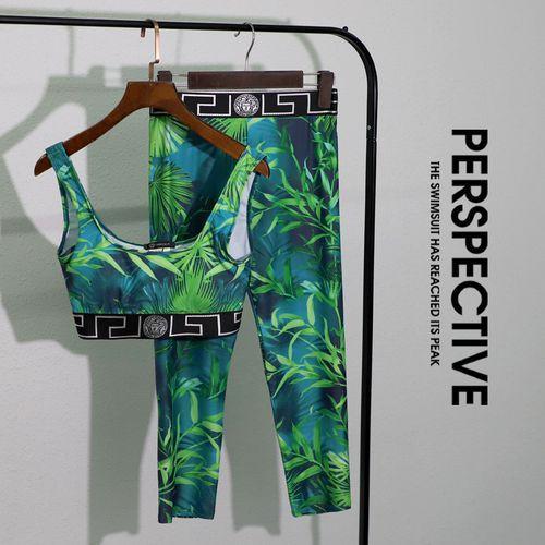 Color Split Swimsuit Trousers Vest Cool Sports Style Print Small Fresh Ladies Suit