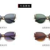 Frameless Cat Eye Sunglasses Fashion  Luxury Designer Sun Glasses Uv400