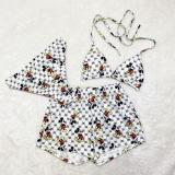 Women's Sexy Printed Shorts Three Piece Bikini Set