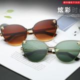 Frameless Cat Eye Sunglasses Fashion  Luxury Designer Sun Glasses Uv400