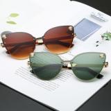 Frameless Cat Eye Sunglasses Fashion  Luxury Designer Sun Glasses Uv400